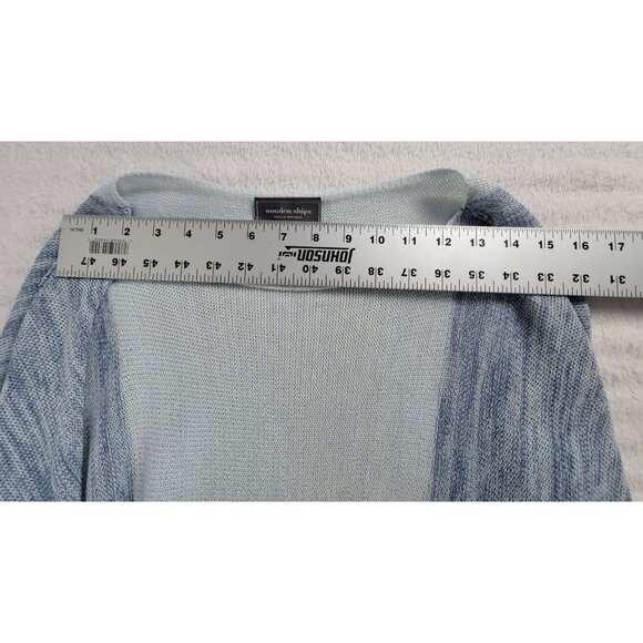 Wooden Ships Womens Light Blue Colorblock Boat Neck Knit Poncho Sweater M/L - Picture 3 of 9